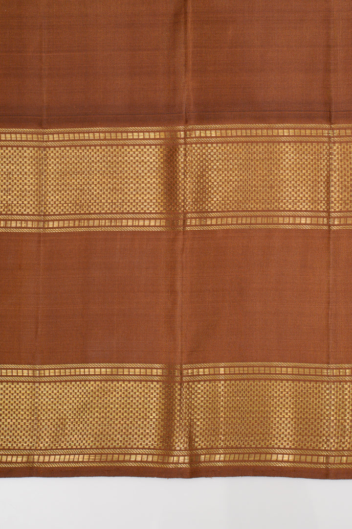 Purple and brown Jamdani checks pure kanchipuram silk saree