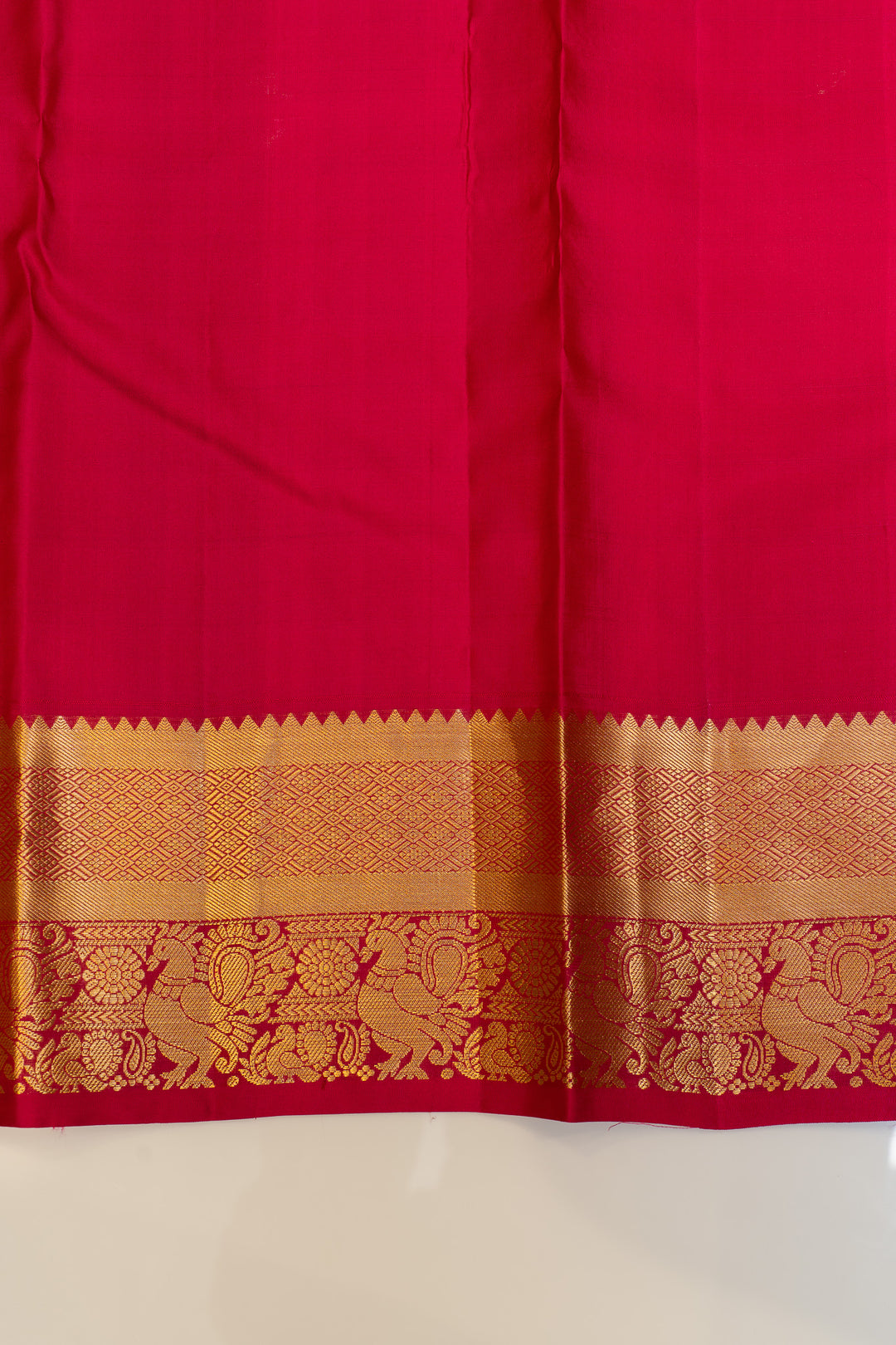 Red zari checks pure Kanchipuram silk saree