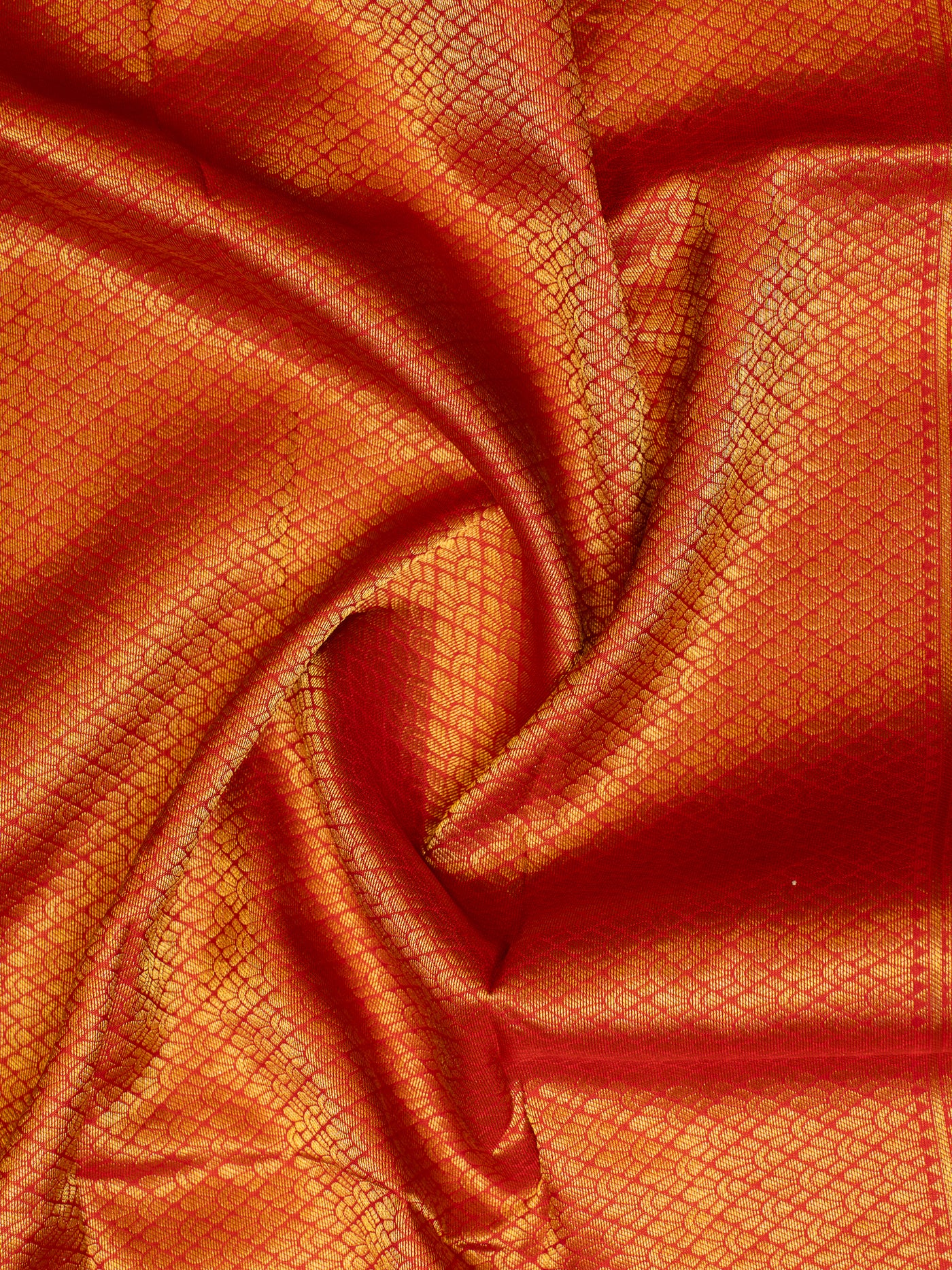 Orange and Red Brocade Pure Kanjivaram Silk Saree