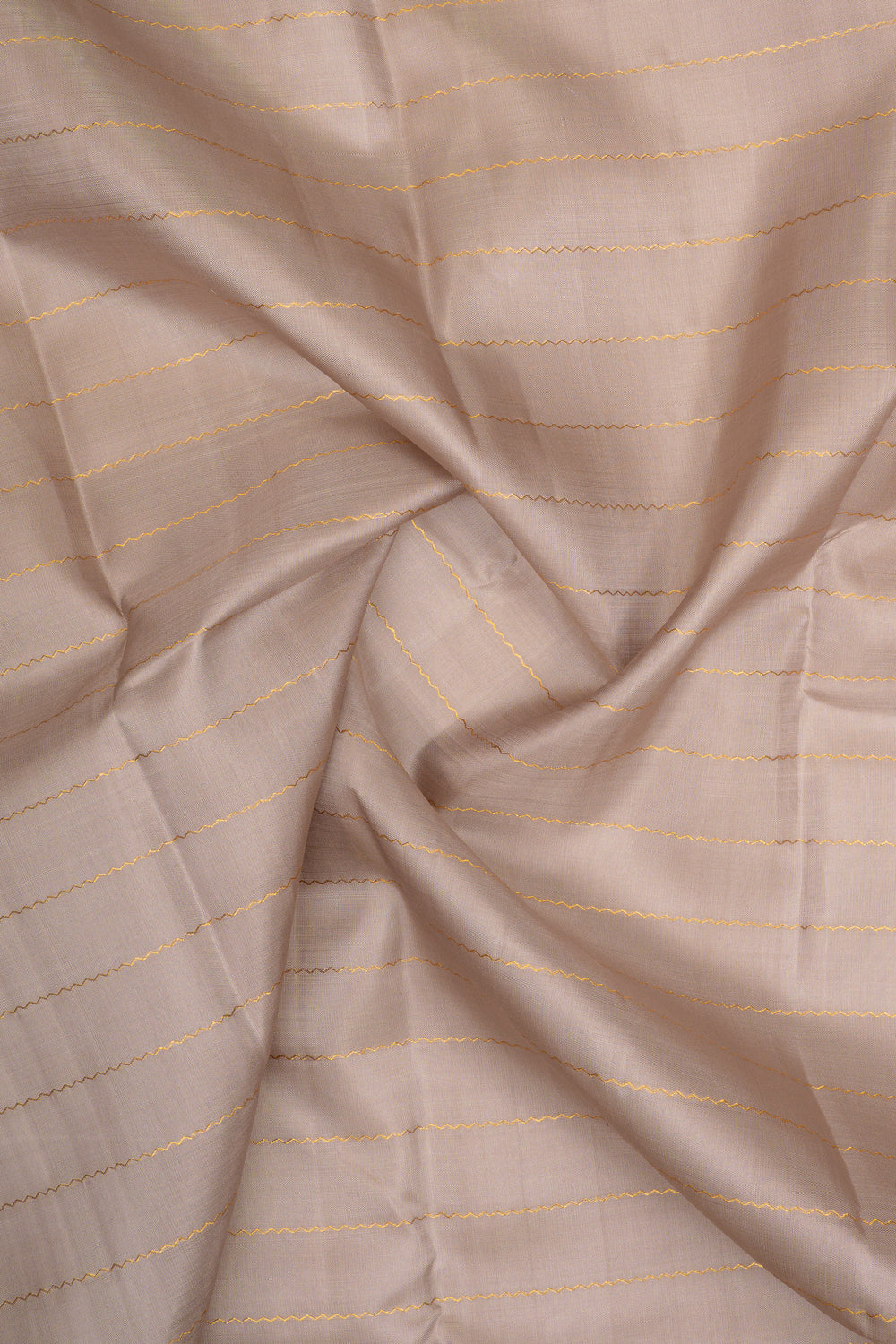 Silverish grey and yellow neli stripes pure kanchipuram silk saree