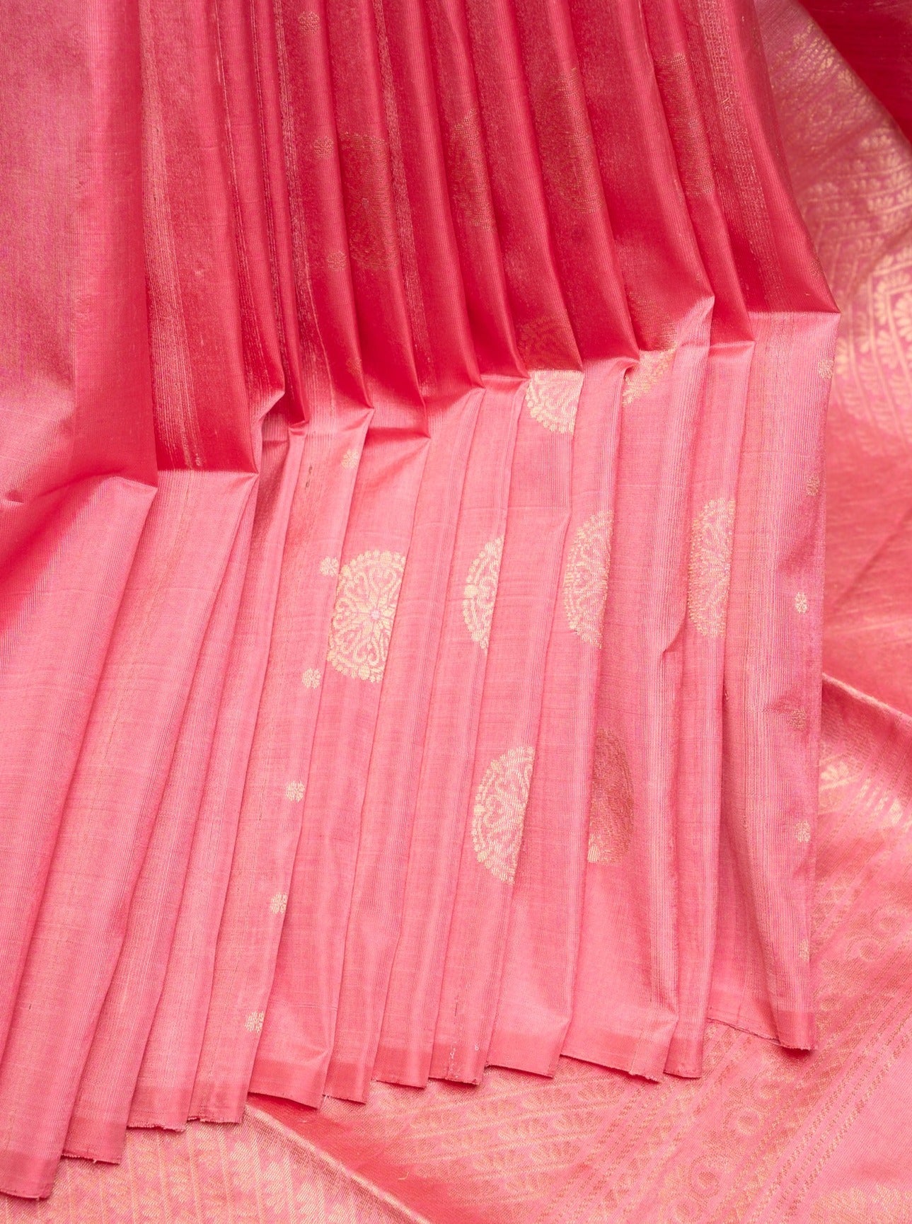 Lotus Pink Dupian Pure Borderless Soft Silk Saree - Clio Silks