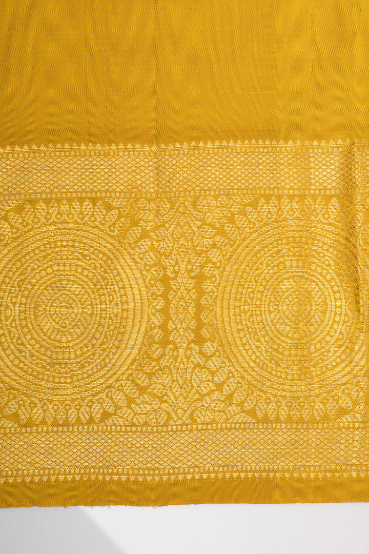 Silverish grey and yellow neli stripes pure kanchipuram silk saree