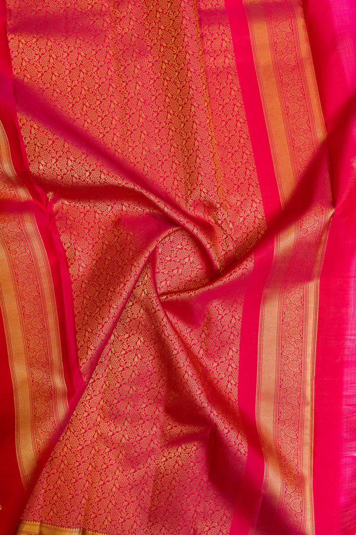 Vermillion red traditional pure Kanchipuram silk saree