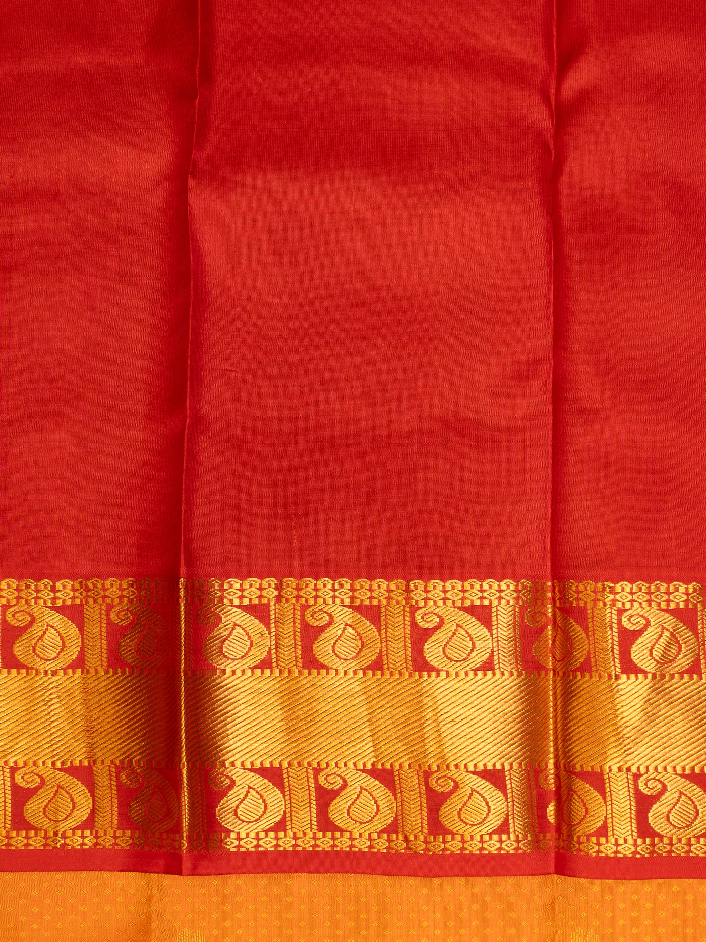 Orange and Red Brocade Pure Kanjivaram Silk Saree