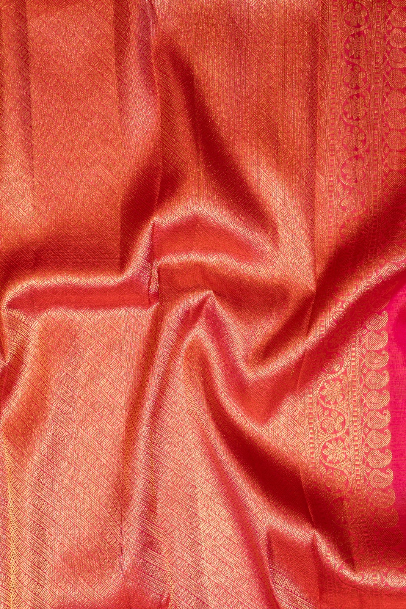 Reddish Pink Vanasingaram Brocade Pure Kanchipuram Silk Saree - Clio Silks