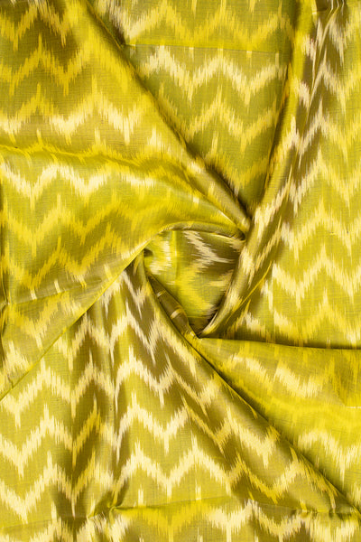Lime Green and Magenta Pure Ikat Silk Saree - Clio Silks