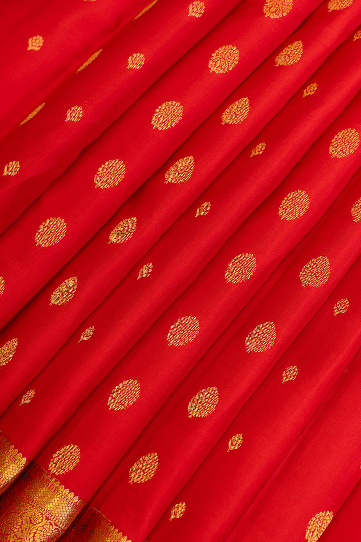 Vermillion red traditional pure Kanchipuram silk saree