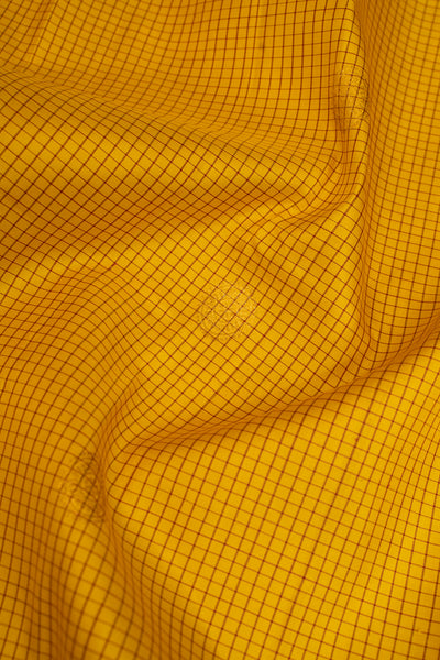 Yellow Podikattam and Maroon Rettai Pettu Pure Kanchipuram Silk Saree - Clio Silks