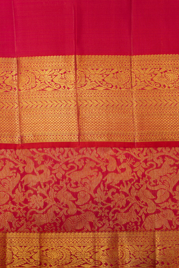 Reddish Pink Vanasingaram Brocade Pure Kanchipuram Silk Saree - Clio Silks