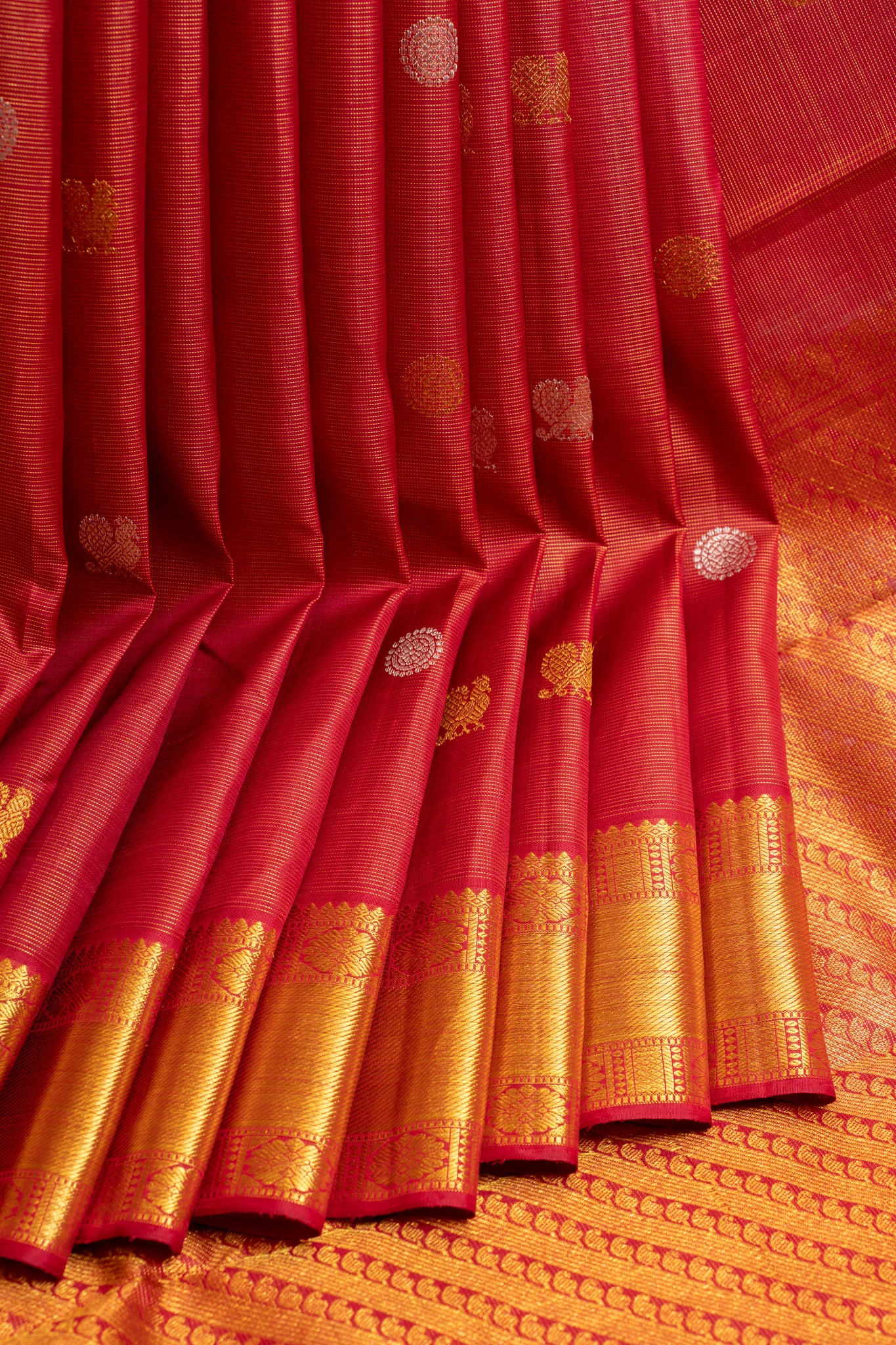 Reddish maroon vairaoosi pure Kanchipuram silk saree