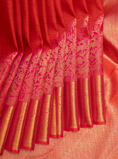 Reddish Pink Vanasingaram Brocade Pure Kanchipuram Silk Saree - Clio Silks