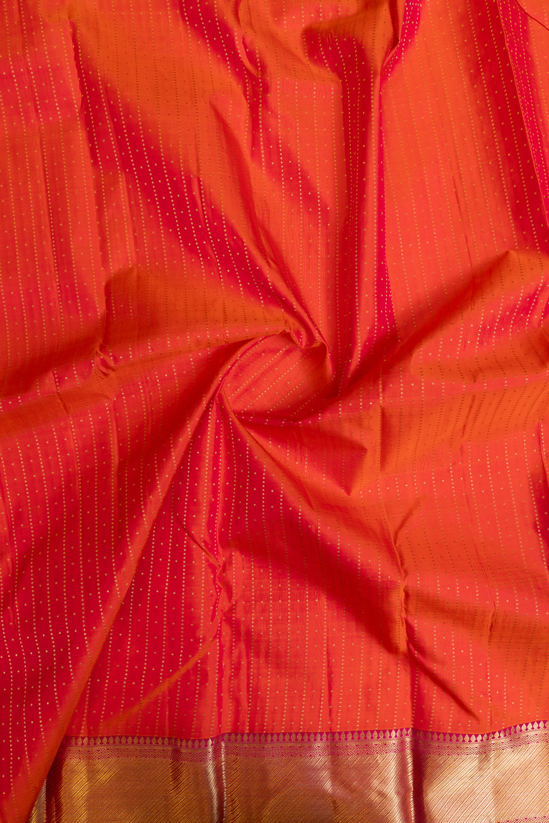 Peach zari stripes pure Kanchipuram silk saree