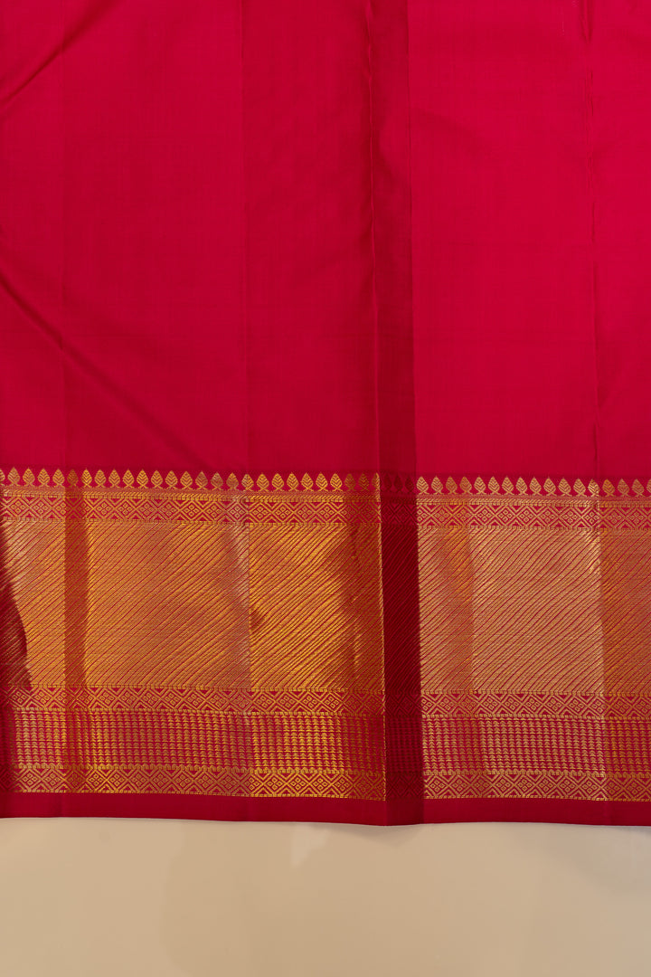 Peach zari stripes pure Kanchipuram silk saree