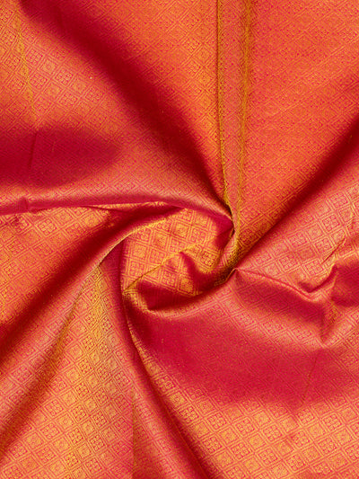 Peach Orange Pure Kanchipuram Silk Saree