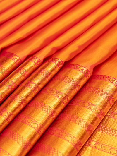 Peach Orange Pure Kanchipuram Silk Saree