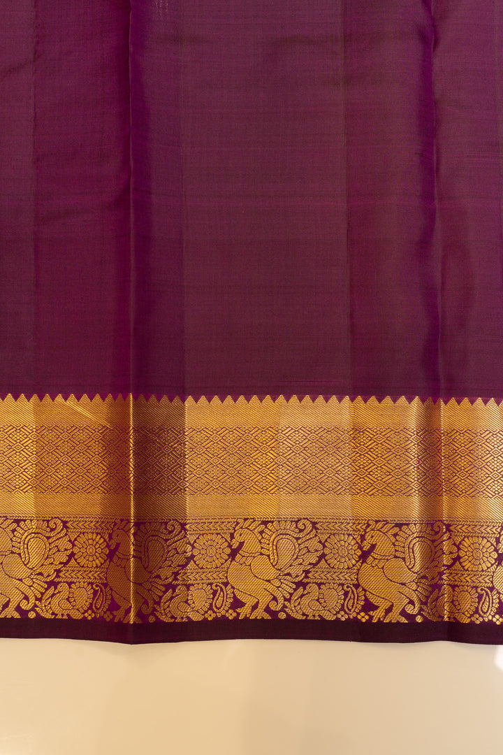 Purple zari checks pure Kanchipuram silk saree