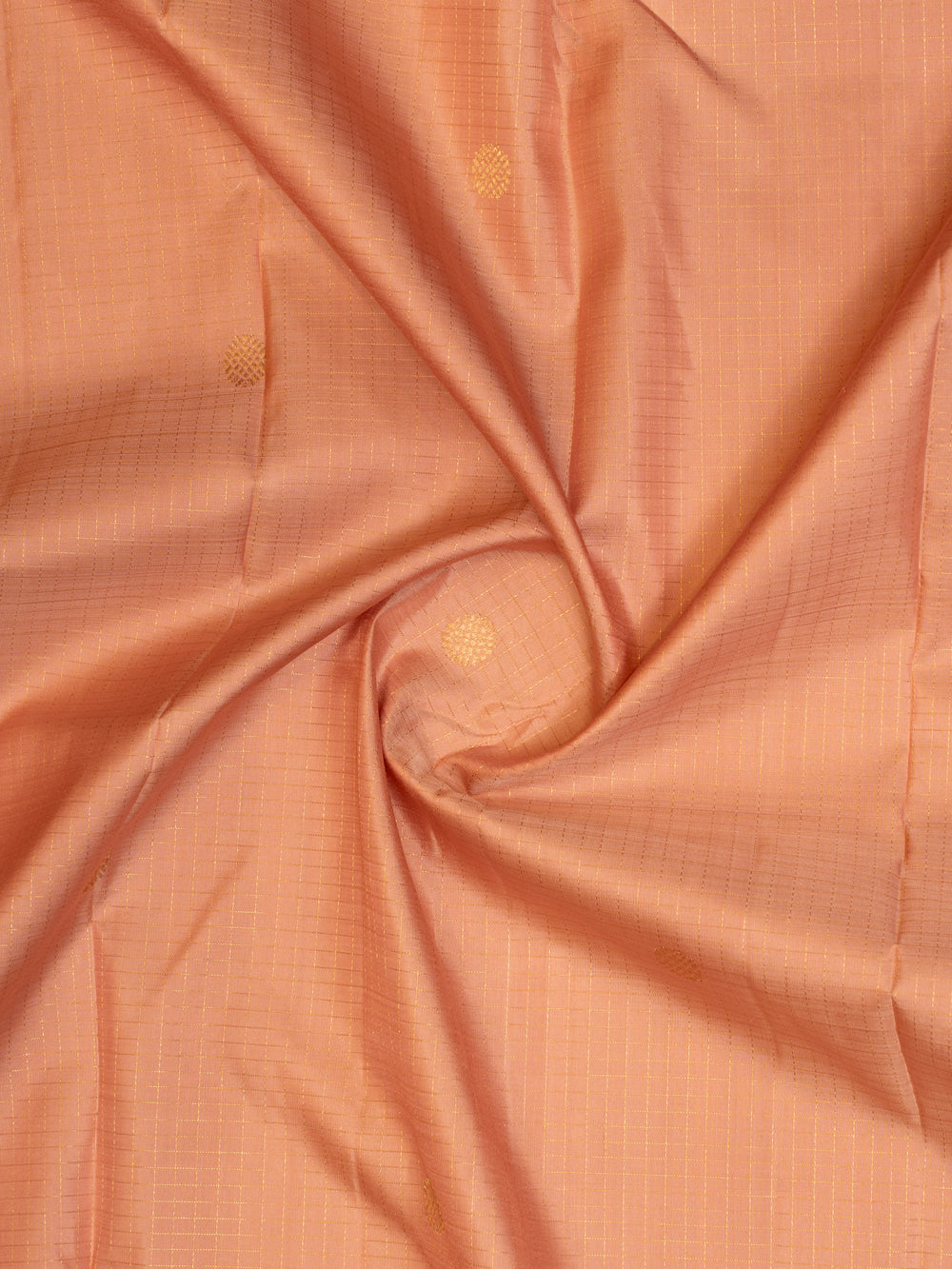 Salmon pink zari checks pure Kanchipuram silk saree