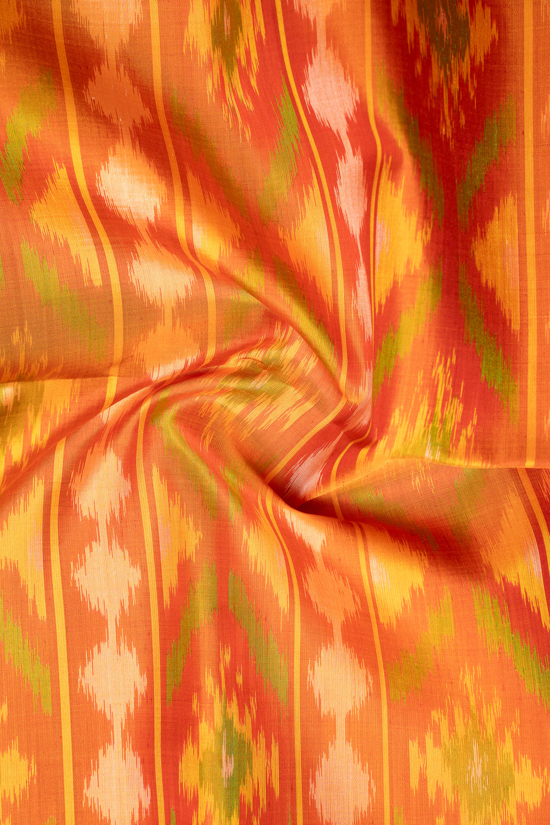 Red and Orange Pure Ikat Silk Saree - Clio Silks