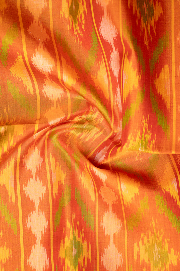 Red and Orange Pure Ikat Silk Saree - Clio Silks