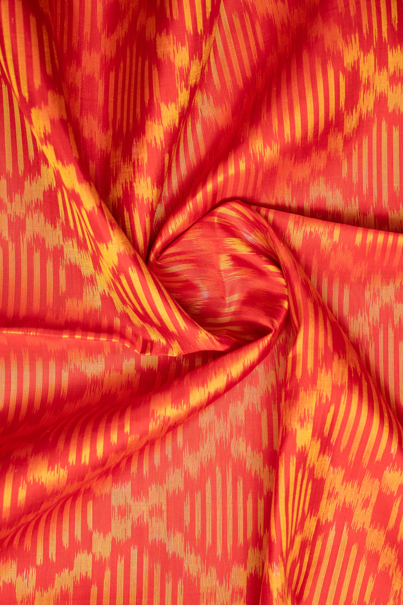 Red and Orange Pure Ikat Silk Saree - Clio Silks