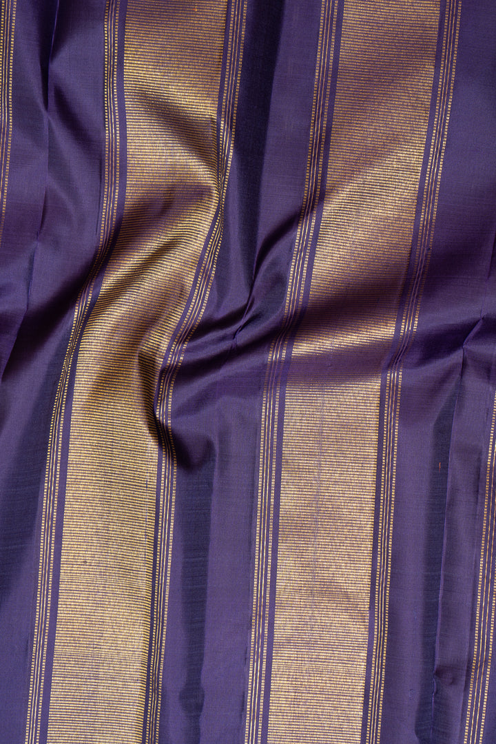 Yellow and Blue Pure Kanchipuram Silk Saree - Clio Silks