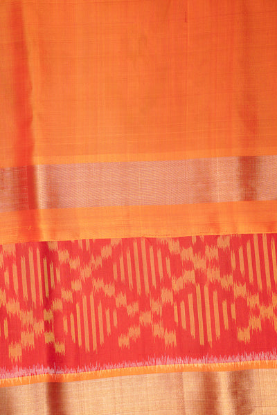 Red and Orange Pure Ikat Silk Saree - Clio Silks