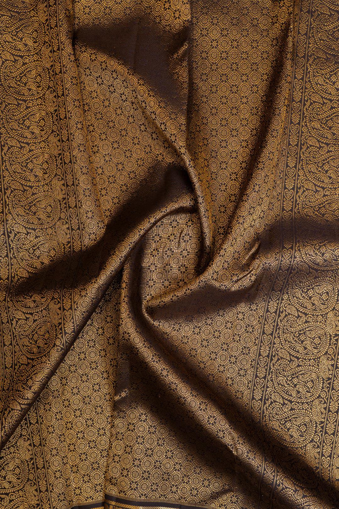 Olive green and brown pure Kanchipuram silk saree