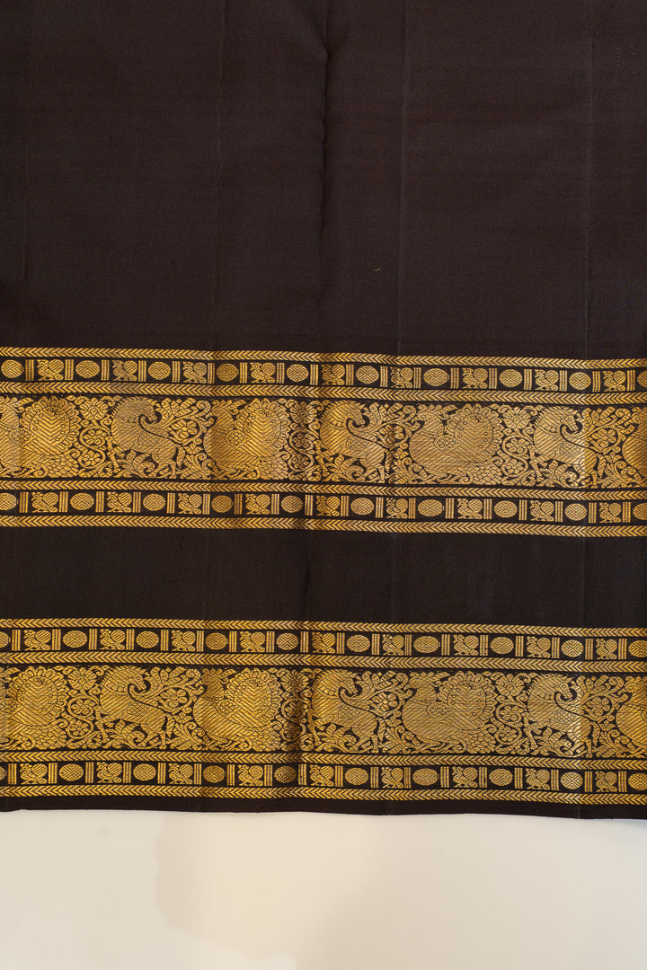 Olive green and brown pure Kanchipuram silk saree