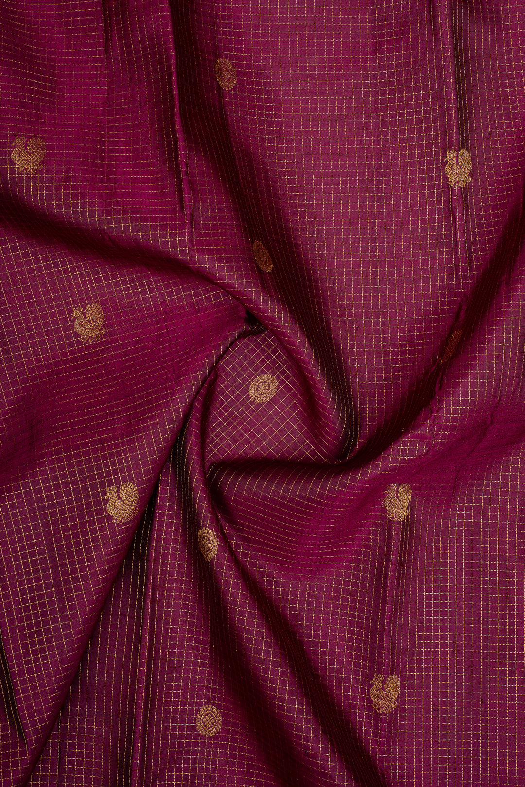 Purple Zari Checks Pure Kanchipuram Silk Saree