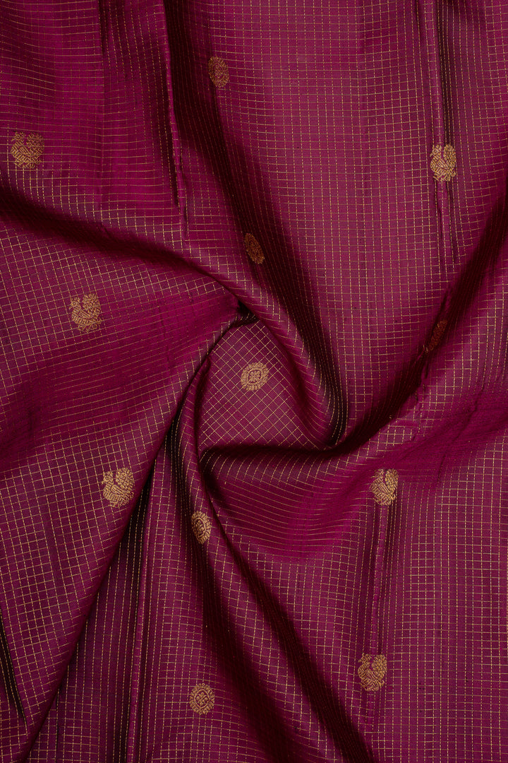 Purple Zari Checks Pure Kanchipuram Silk Saree