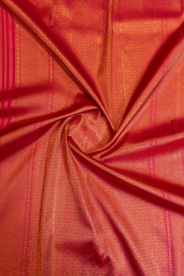Peach annam chakram brocade pure Kanchipuram silk saree