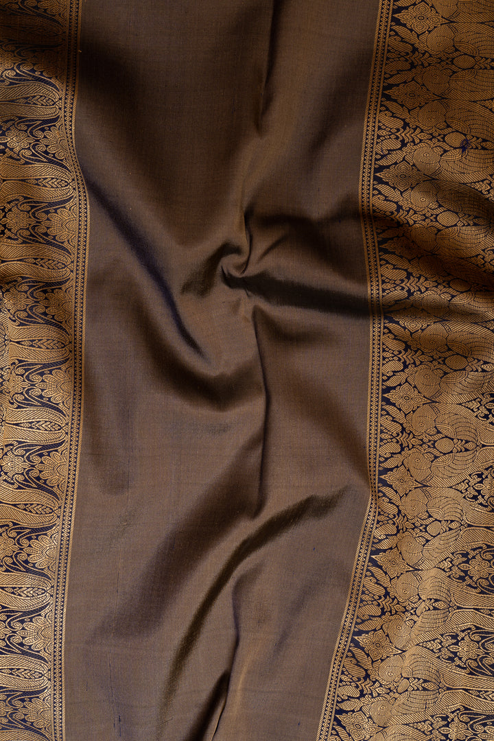 Turquoise Blue Thread Border Pure Kanchipuram Silk Saree - Clio Silks