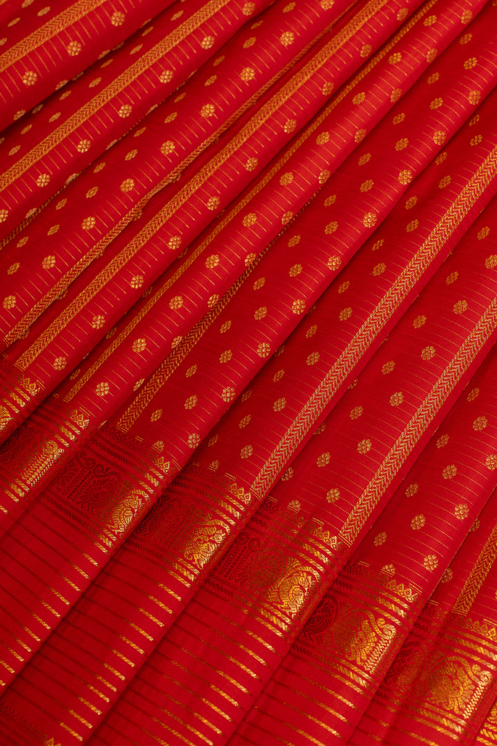 Red traditional pure Kanchipuram silk saree