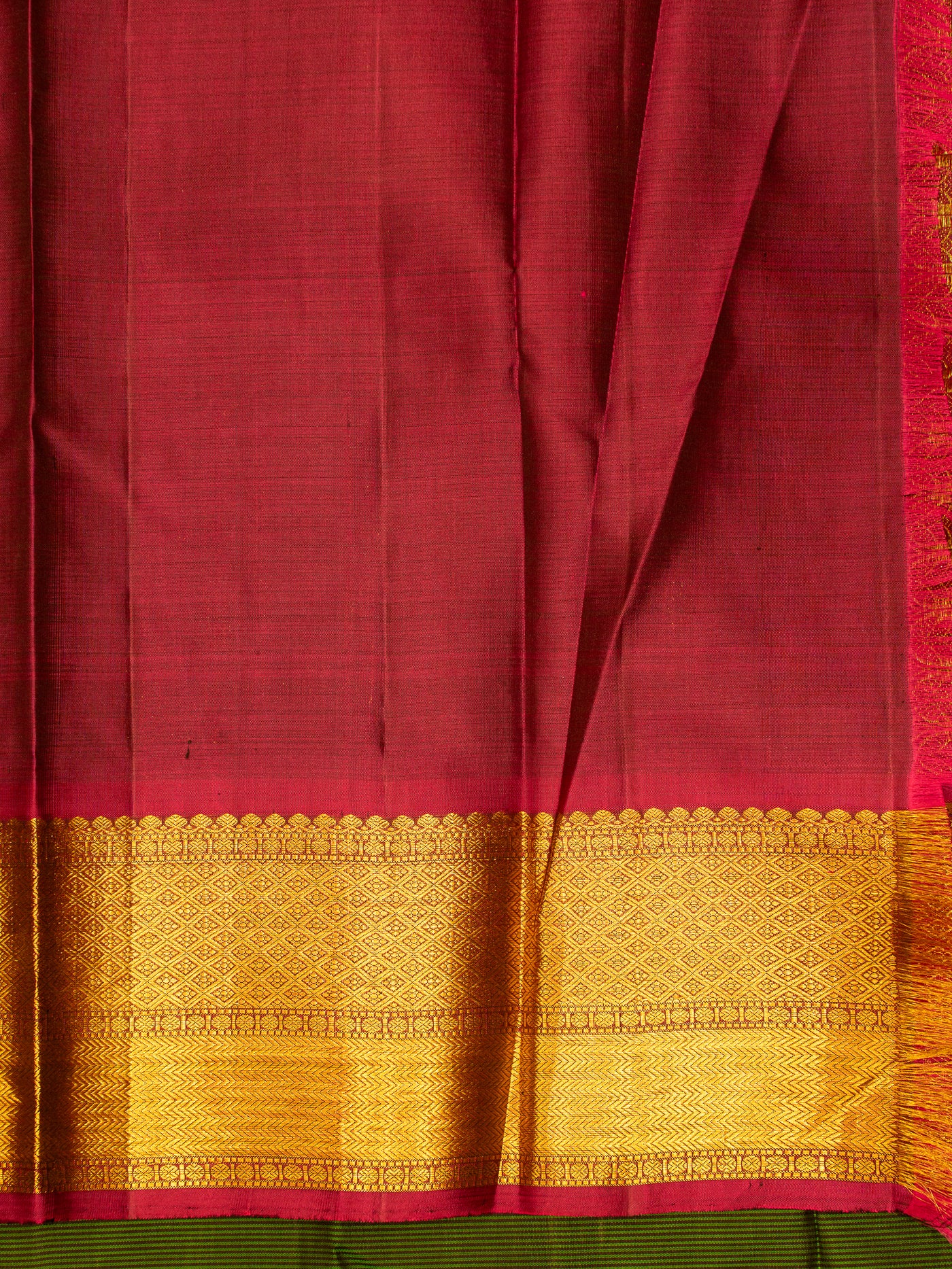 Bottle Green Stripes Pure Kanchipuram Silk Saree