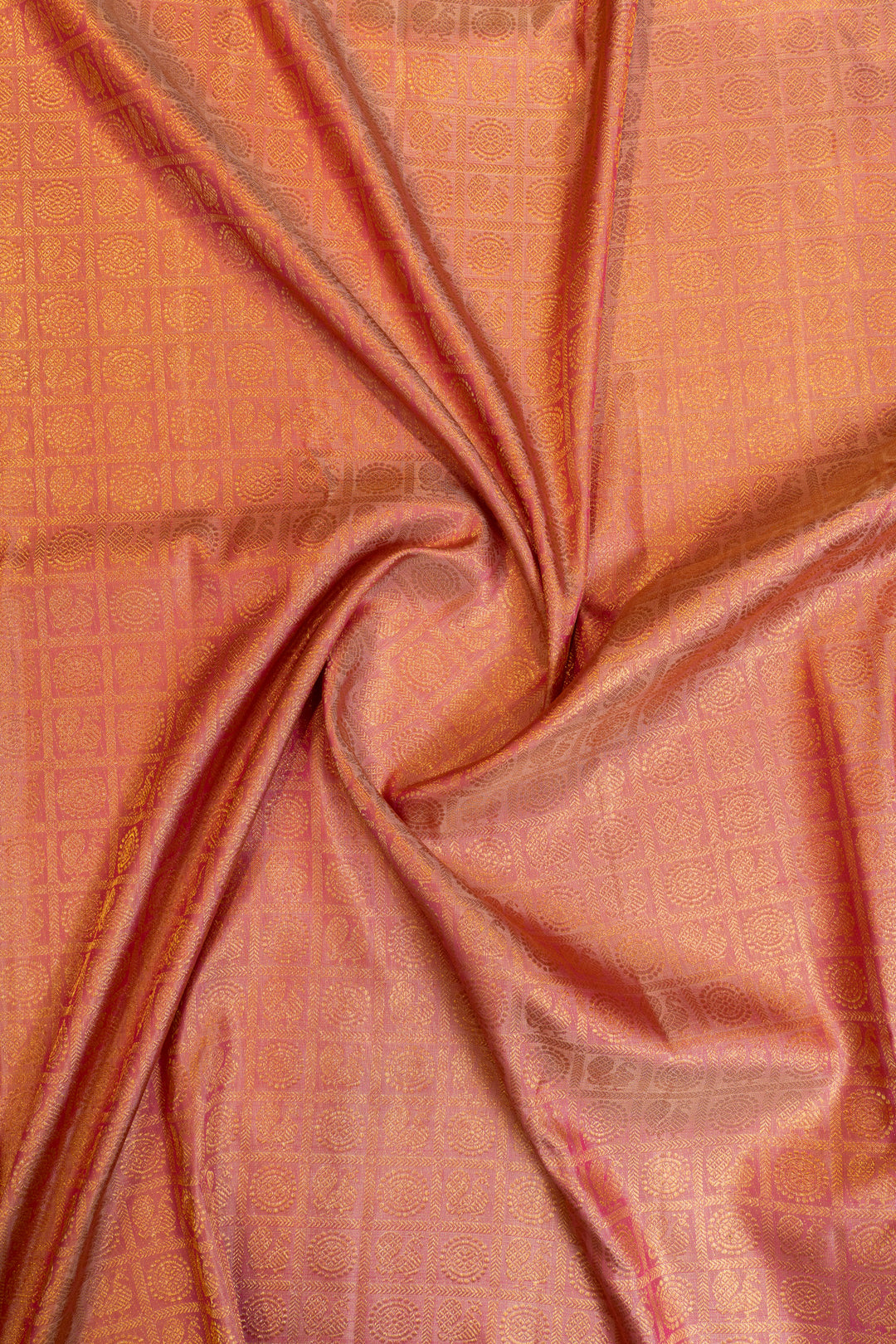 Peach annam chakram brocade pure Kanchipuram silk saree