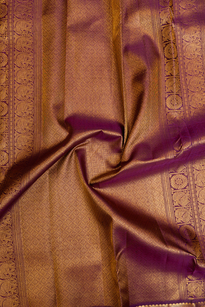 Mauve and purple rettai pettu pure Kanchipuram silk saree