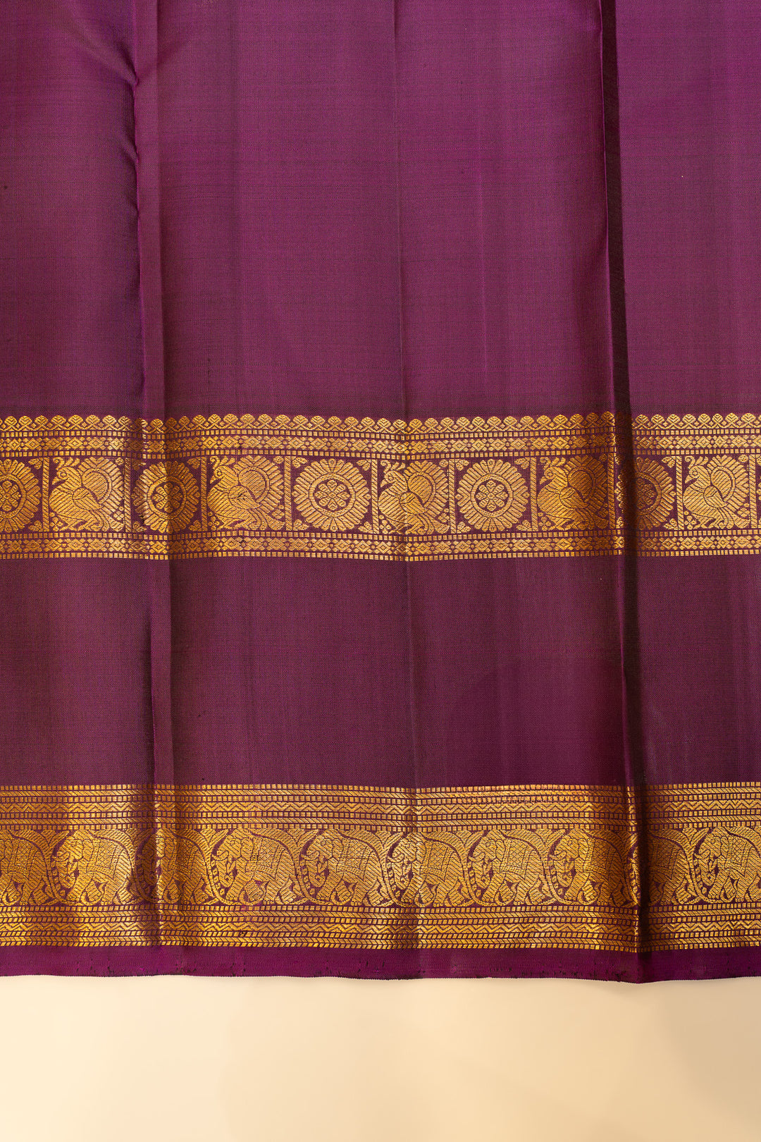 Mauve and purple rettai pettu pure Kanchipuram silk saree