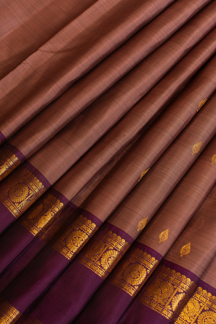 Mauve and purple rettai pettu pure Kanchipuram silk saree