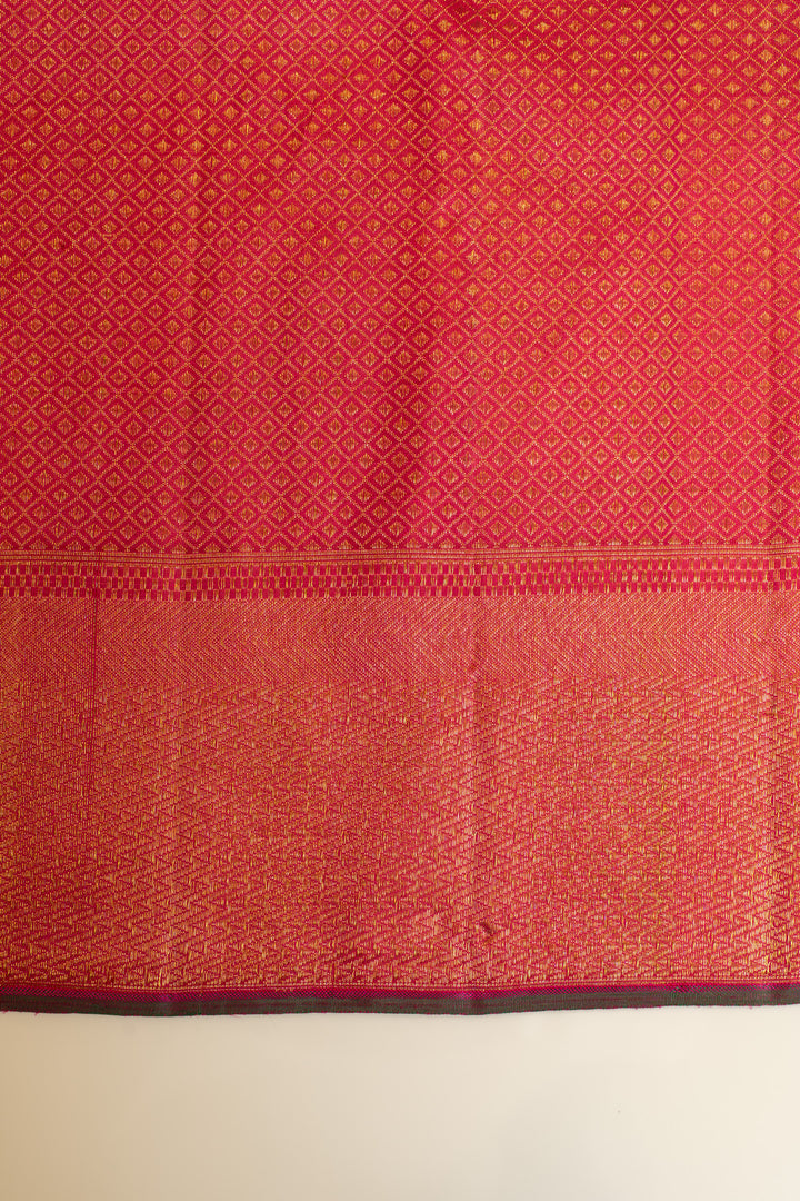 Peach annam chakram brocade pure Kanchipuram silk saree