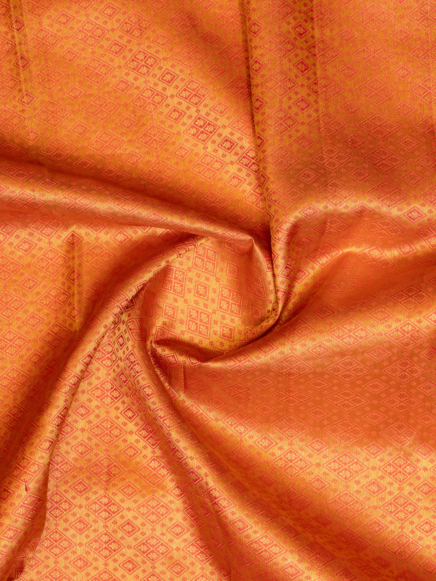 Peach Orange Brocade Pure Kanchipuram Silk Saree