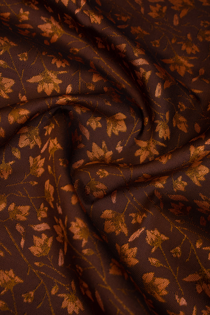 Dark Purple and Peach Floral Woven Pure Kanchipuram Silk Saree - Clio Silks