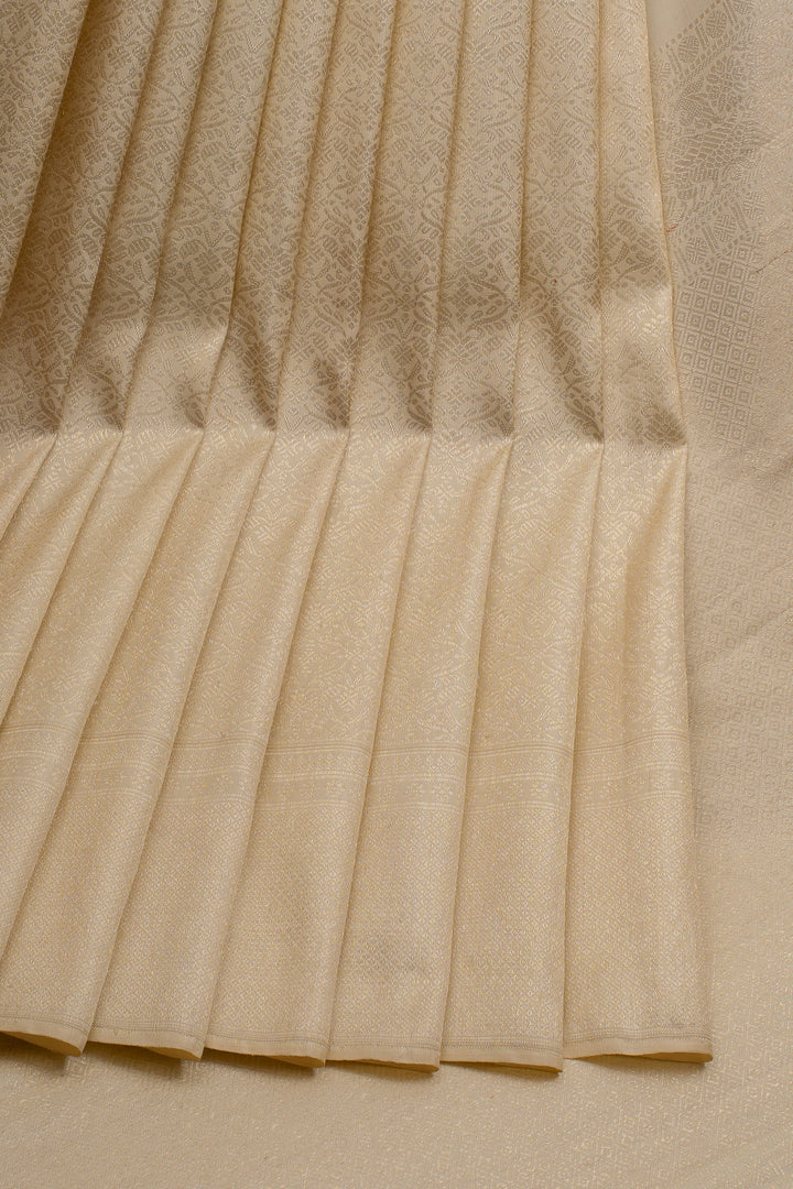 Ivory brocade pure kanchipuram silk saree