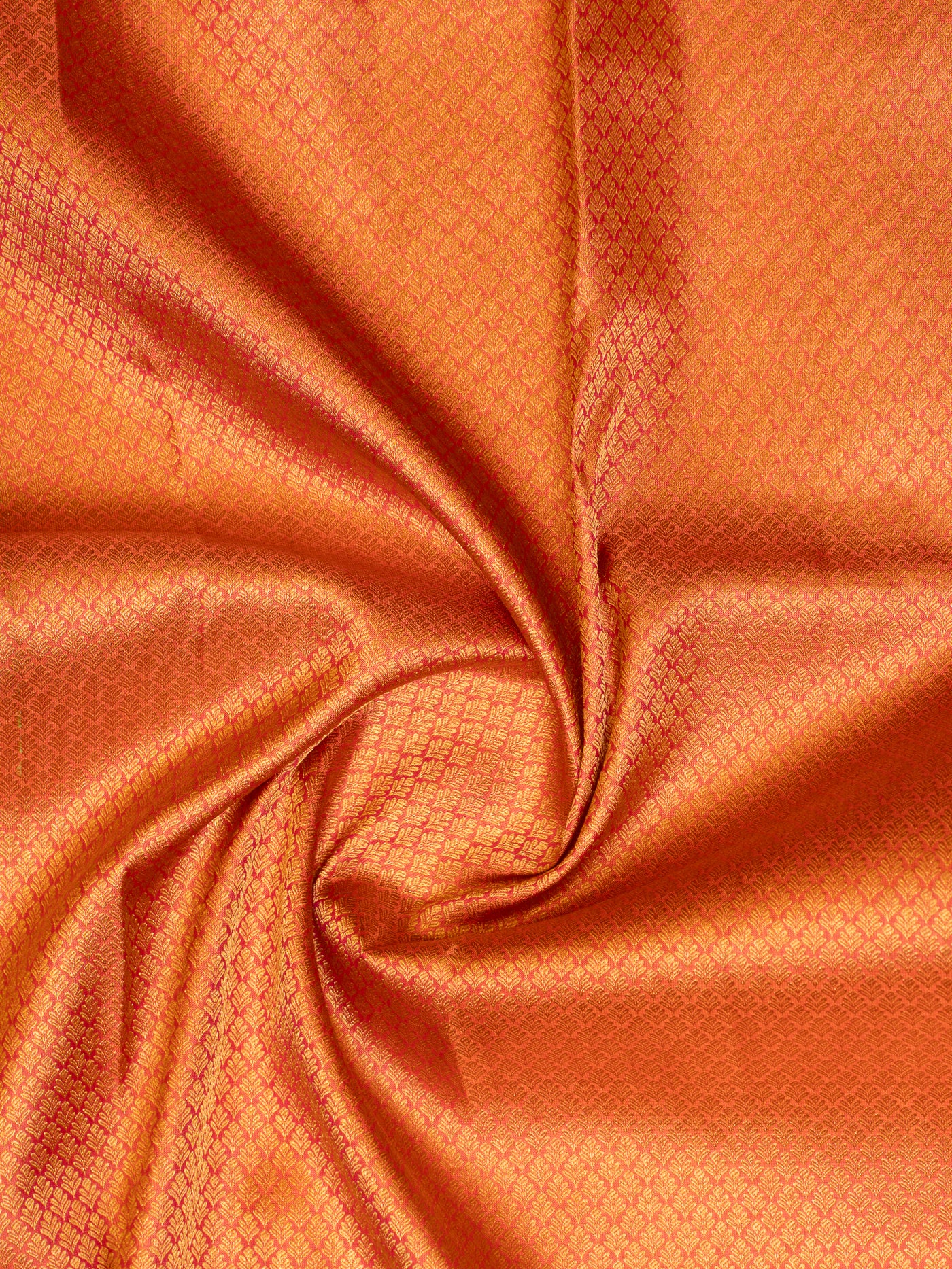 Peach Orange Brocade Pure Kanchipuram Silk Saree