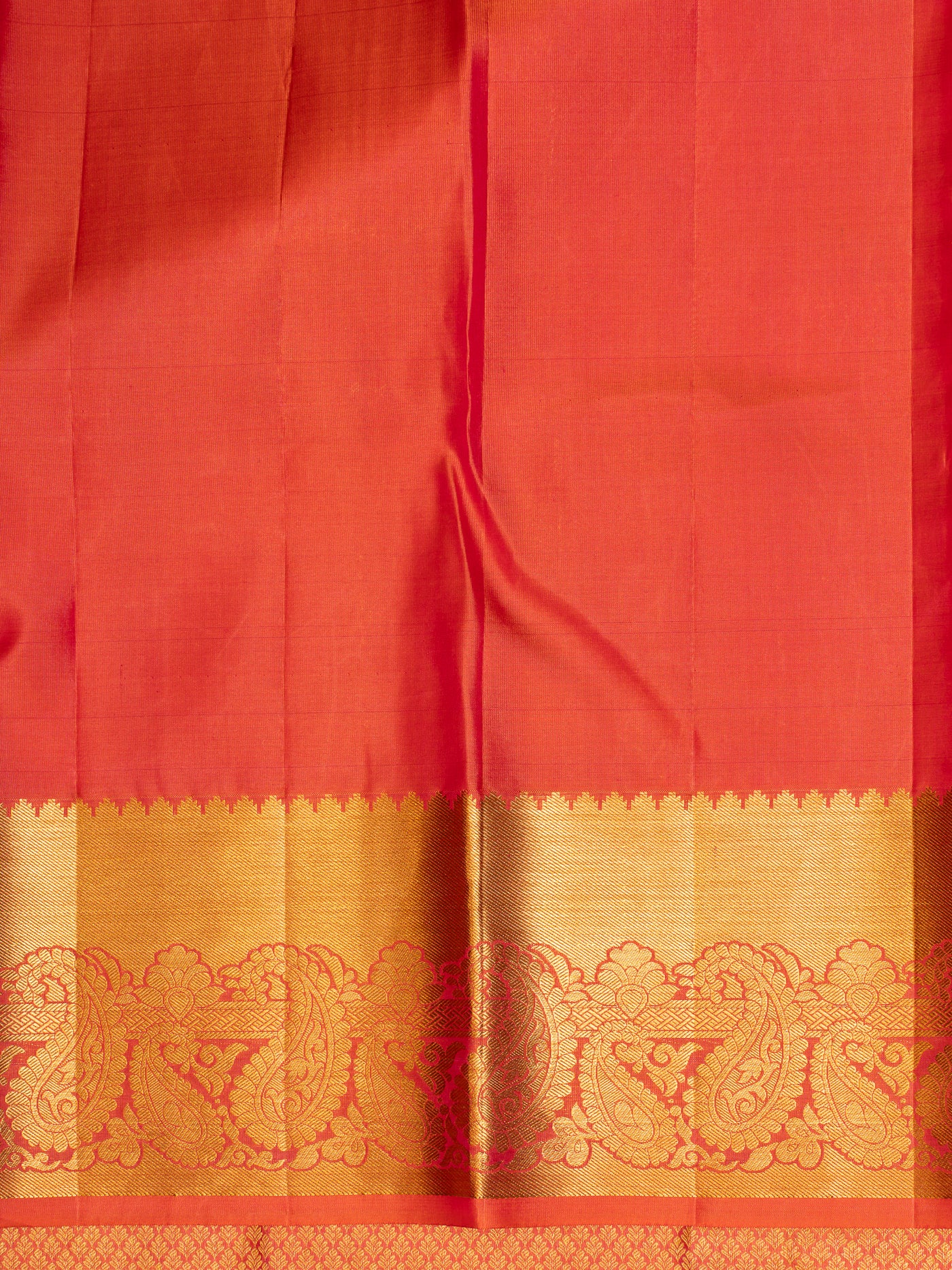 Peach Orange Brocade Pure Kanchipuram Silk Saree