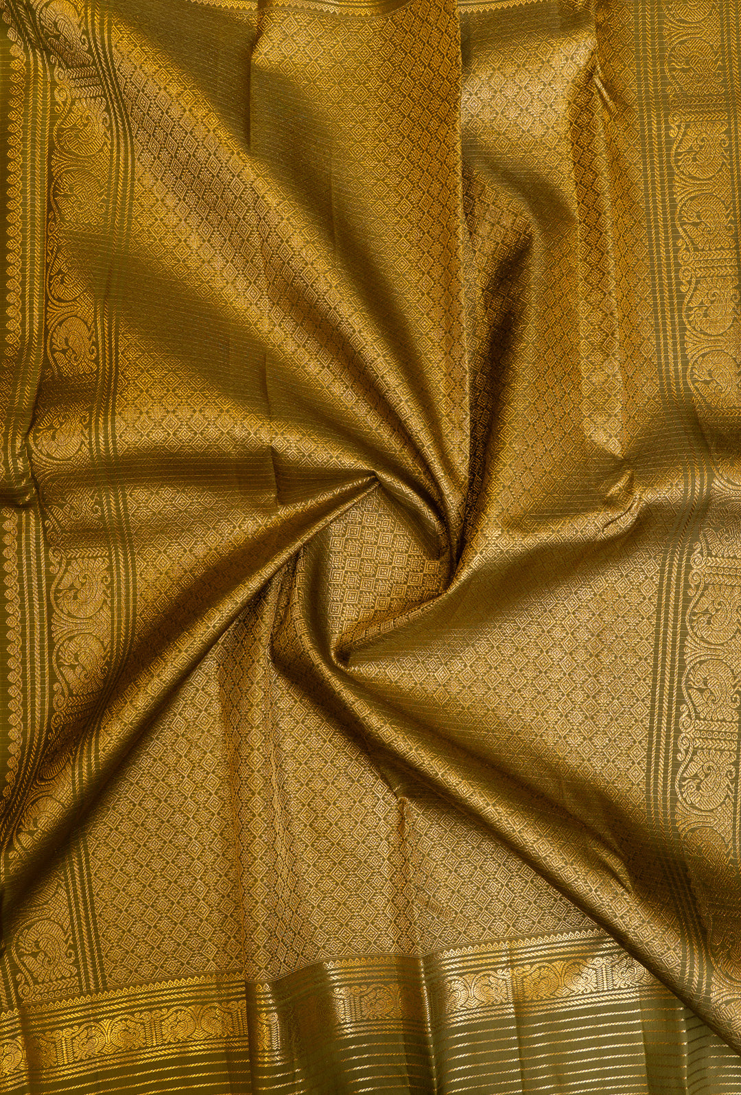 Moss green traditional pure Kanchipuram silk saree