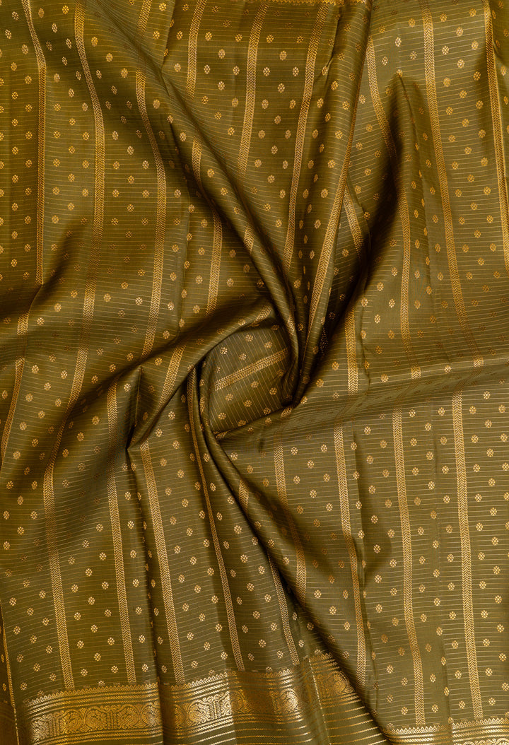 Moss green traditional pure Kanchipuram silk saree