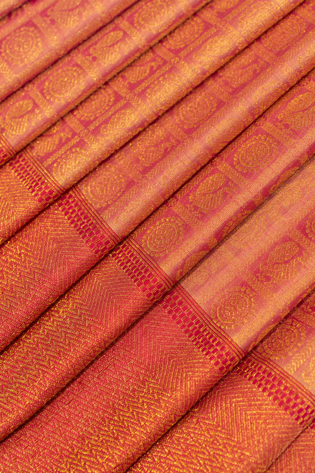 Peach annam chakram brocade pure Kanchipuram silk saree