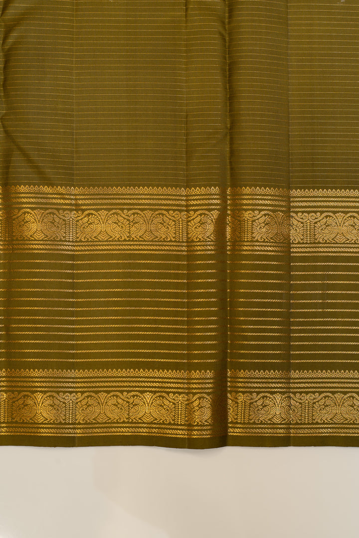 Moss green traditional pure Kanchipuram silk saree