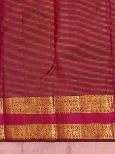 Lilac pink traditional pure Kanchipuram silk saree