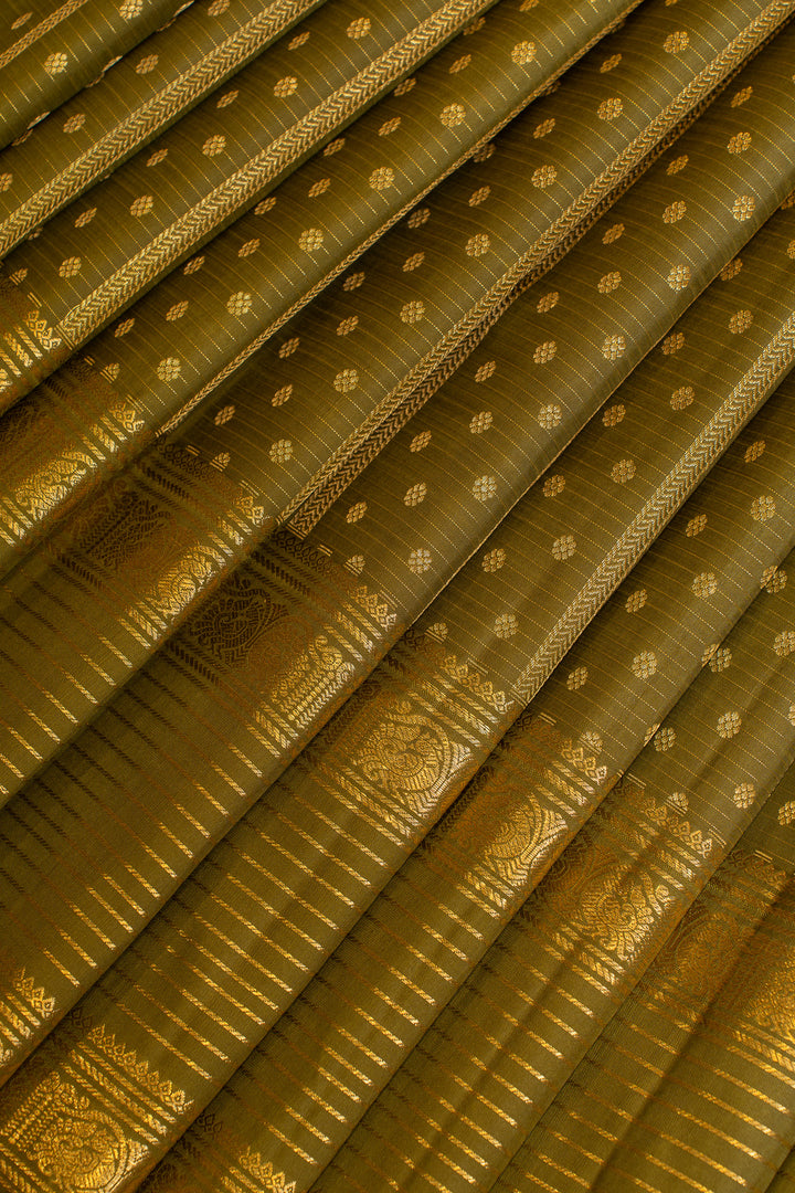 Moss green traditional pure Kanchipuram silk saree